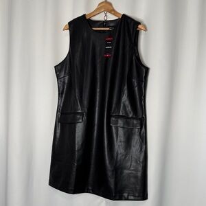 Express Sleek Black Faux Leather Shift Dress XL